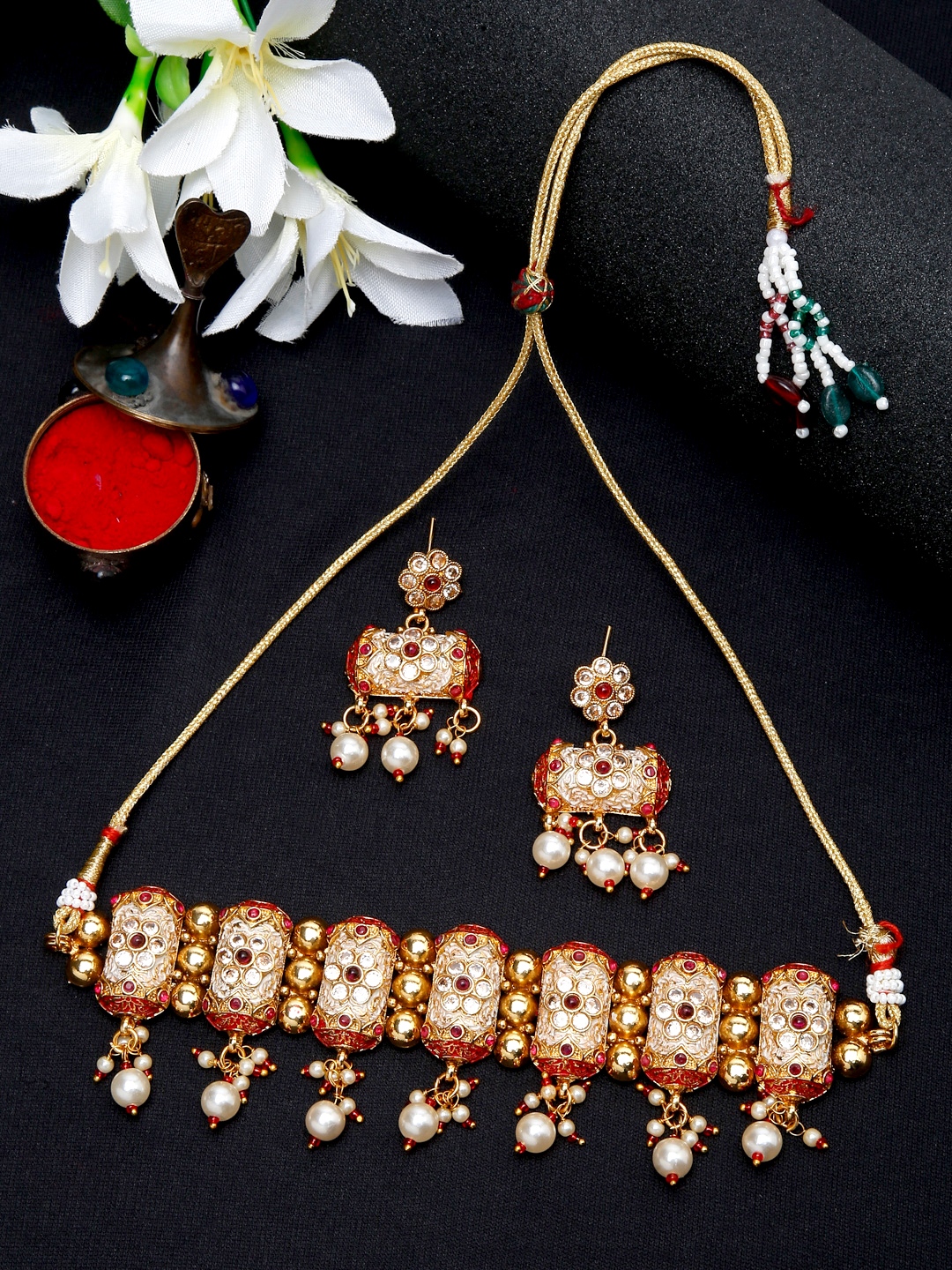 YouBella Jewellery Celebrity Inspired Gold Plated Necklace Jewellery Set for Girls and Women